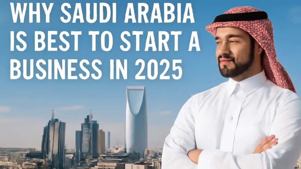 Business opportunities in Saudi Arabia in 2025, showcasing modern offices and the growing entrepreneurial spirit in the Kingdom.