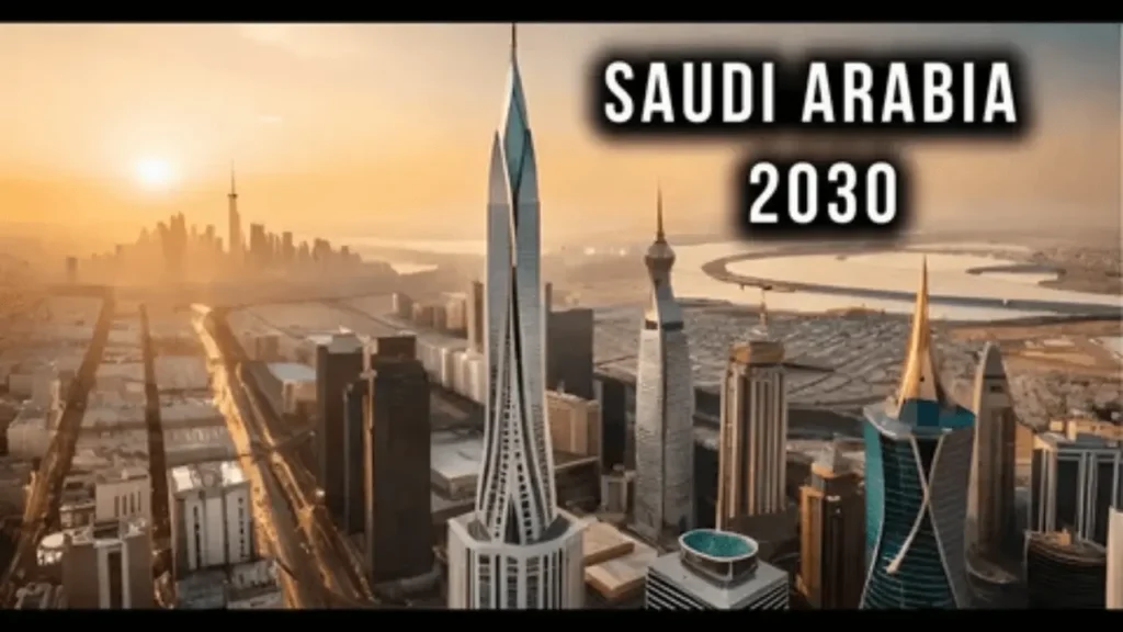 New business buildings in a tier 2 Saudi city reflecting growth under Vision 2030 reforms